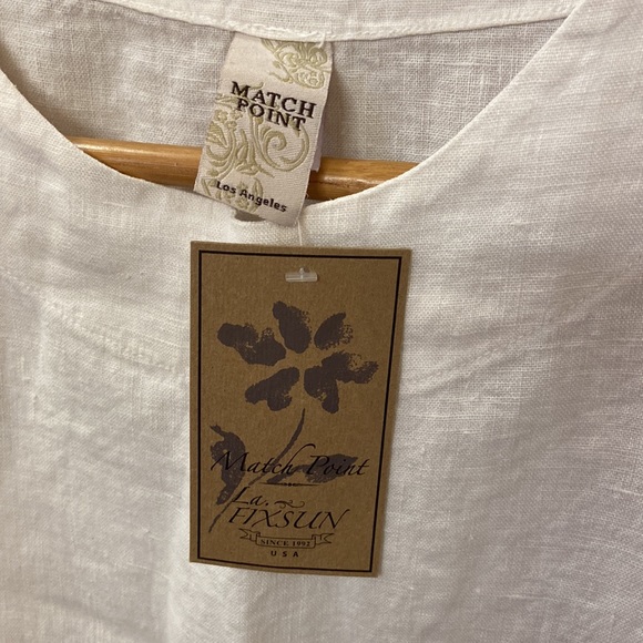 Match Point/ LaFixsun Tops - Ready for Spring NWT Match Point white linen top with tailored hem-slit sides.